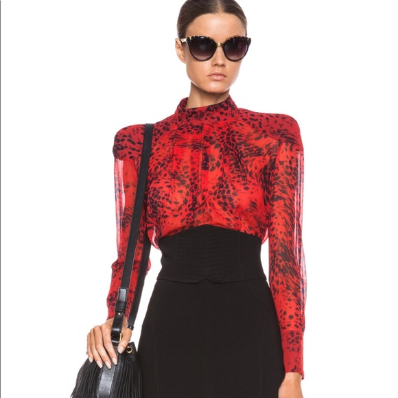Pierre Balmain Tops - PIERRE BALMAIN Animal-print silk-georgette Blouse